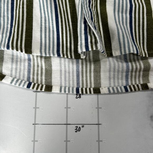 Quiksilver Flannel Shirt Mens M White Striped Beach Button Up Long Sleeve Surf - Picture 8 of 8